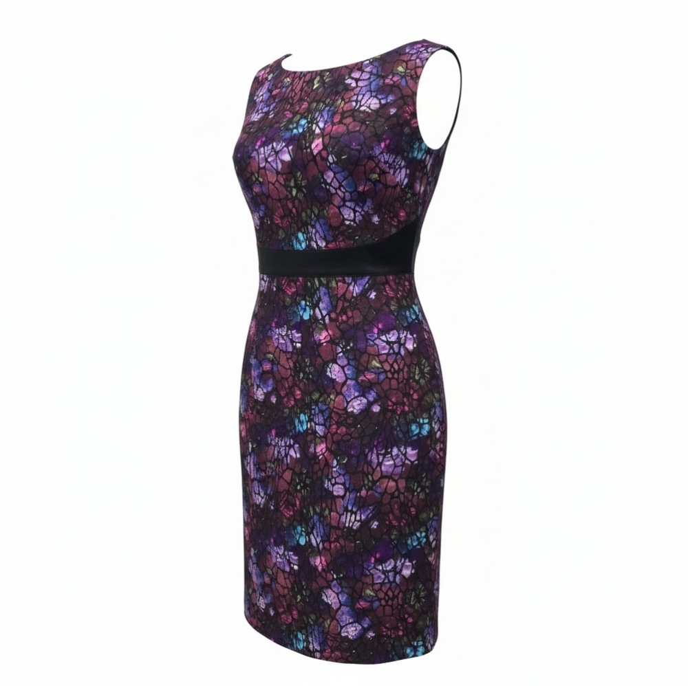 Chetta B Sleeveless Mosaic Floral Sheath Dress